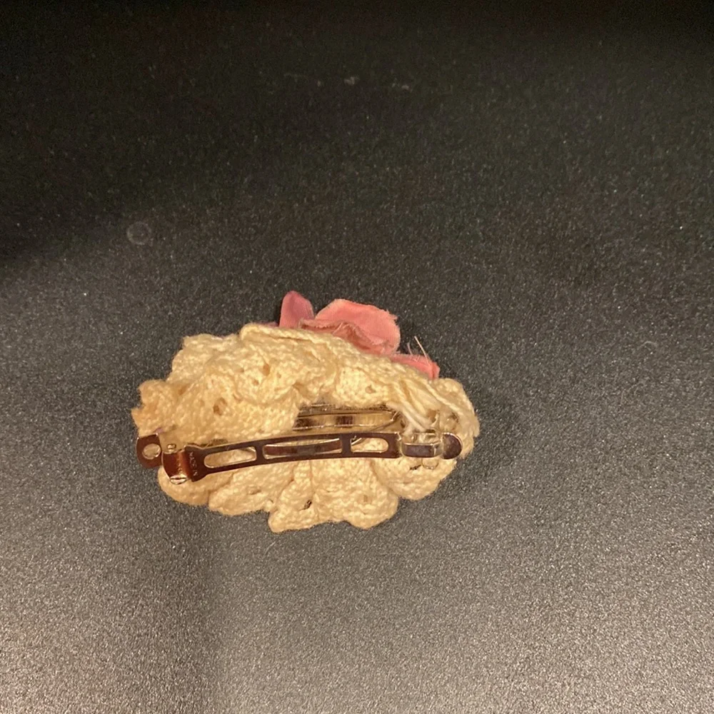 Vintage rose crochet barrette